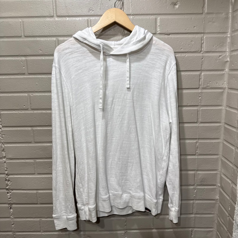 Faherty Sunwashed Organic Cotton Slub Hoodie White Mens Large Pullover Coastal - Picture 4 of 15